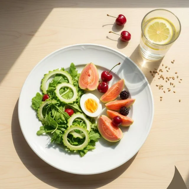A refreshing, high-quality photograph of a glass of water with a fresh lemon slice inside, placed on a clean wooden table with sunlight streaming in.