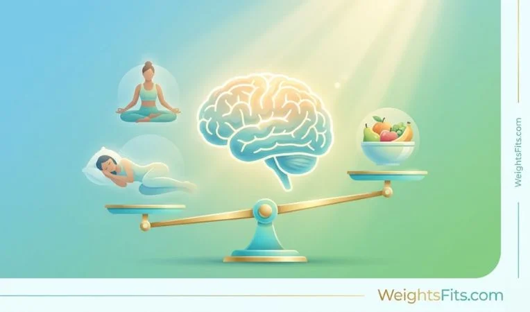 Professional healthcare banner about early symptoms of neurological disorders showing a balanced brain with lifestyle icons for sleep, diet, and exercise to improve neurological health.