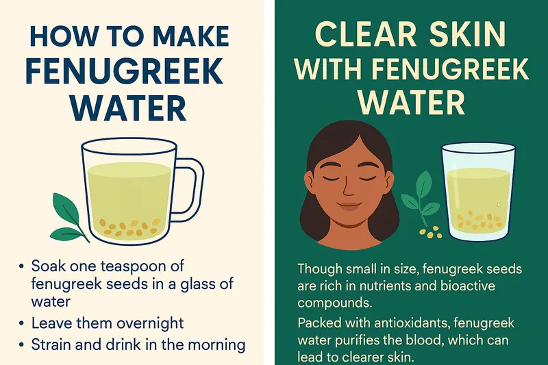 Chart of nutritional value of fenugreek seeds including fiber, iron, and antioxidants