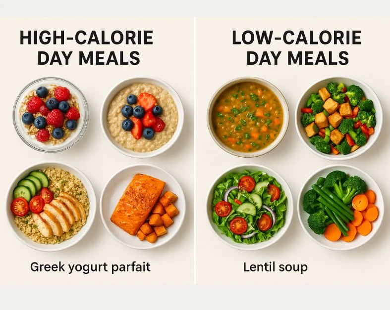 High-calorie day meal for metabolic confusion diet / Low-calorie meal for fat loss