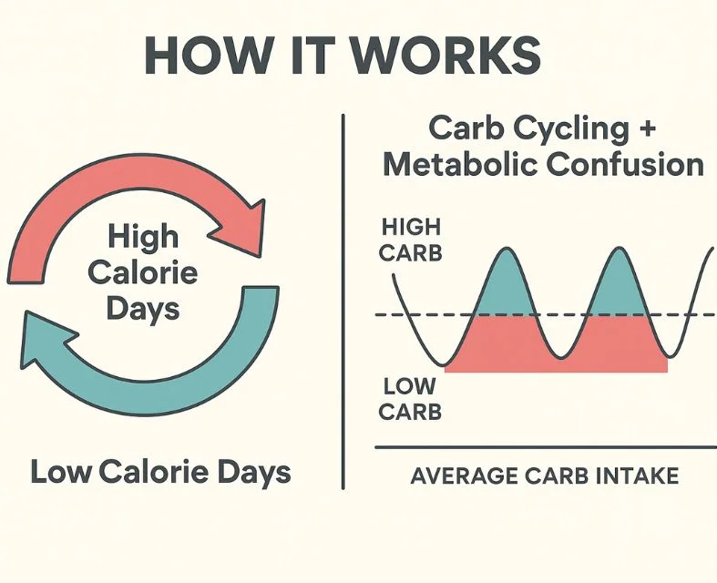 Metabolic Confusion Diet explained with calorie cycling diagram