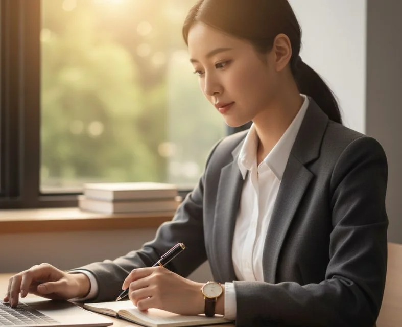 Flat lay of women’s accessories in neutral tones
