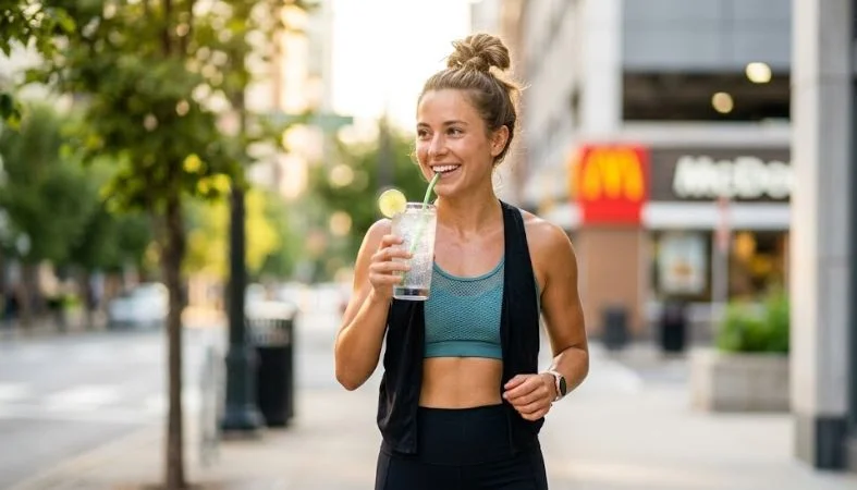 Comparison between high-sugar McDonald's new drinks and healthy homemade clean soda alternatives by WeightsFits