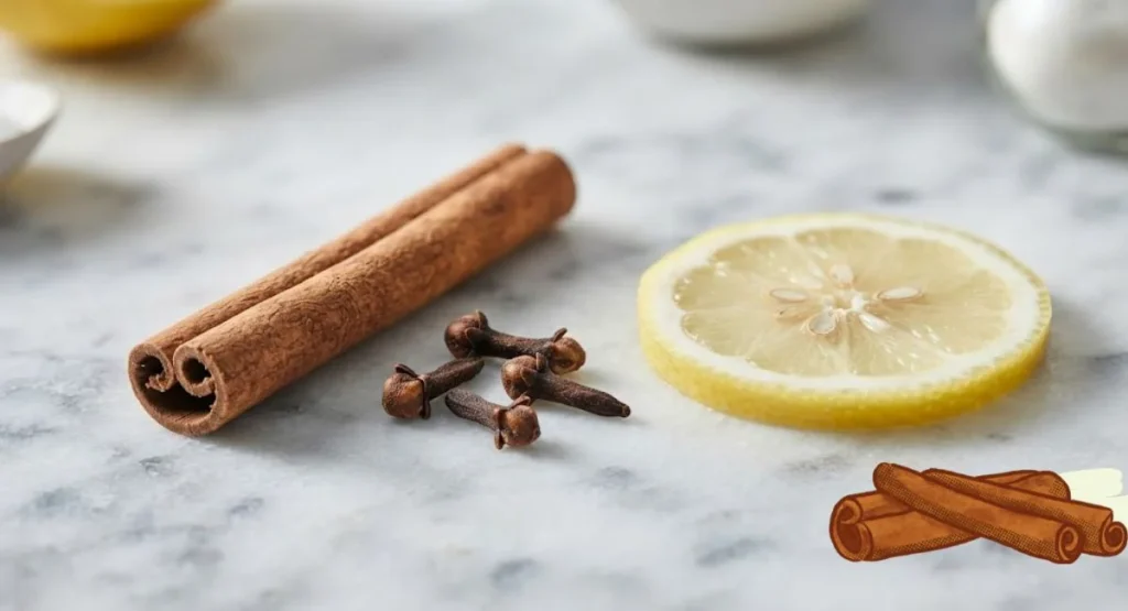 Steeping cinnamon sticks and cloves in hot water to create a healthy infusion, showcasing cinnamon and clove water benefits for women.