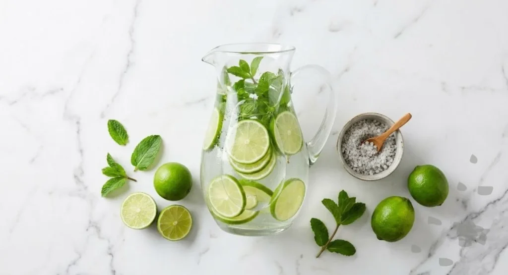 Low carb hydrating drinks with electrolytes made with lime and sea salt